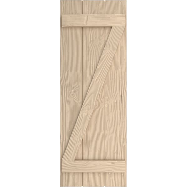 Rustic Three Board Joined Board-n-Batten Sandblasted Faux Wood Shutters W/Z-Board, 16 1/2W X 48H